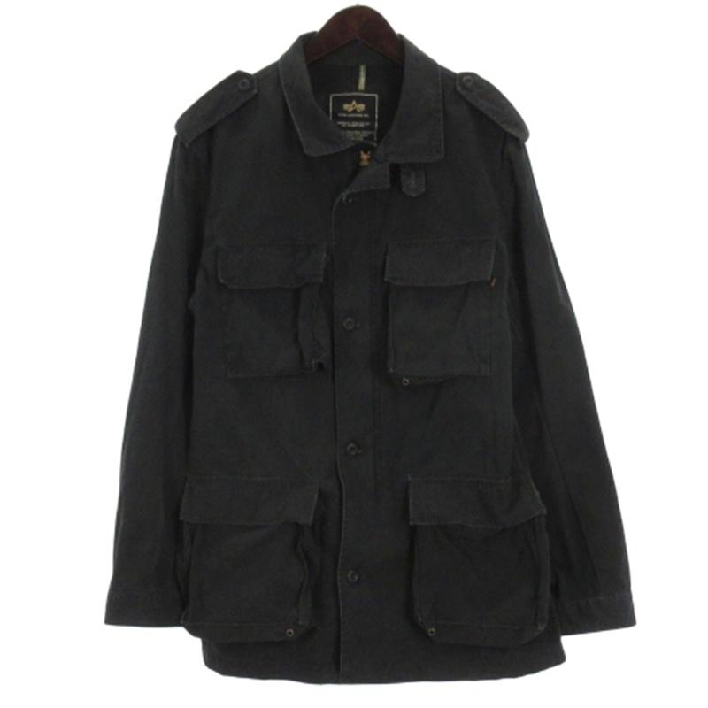 アルファ ALPHA ミリタリージャケット ジップ ブラック XL メンズ