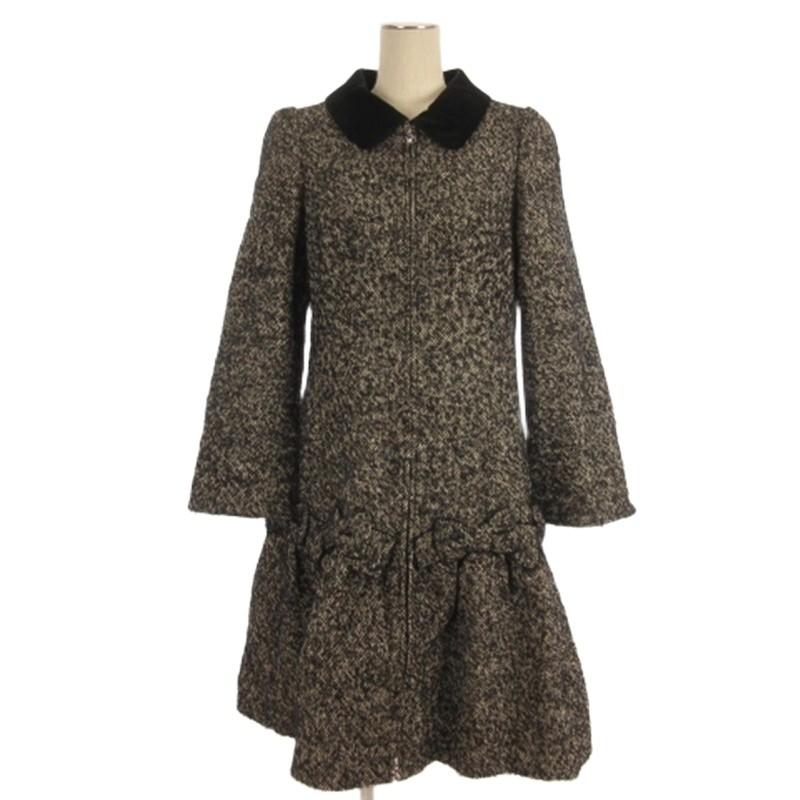 エムズグレイシー M'S GRACY ツイード コート ジップアップ ブラック系