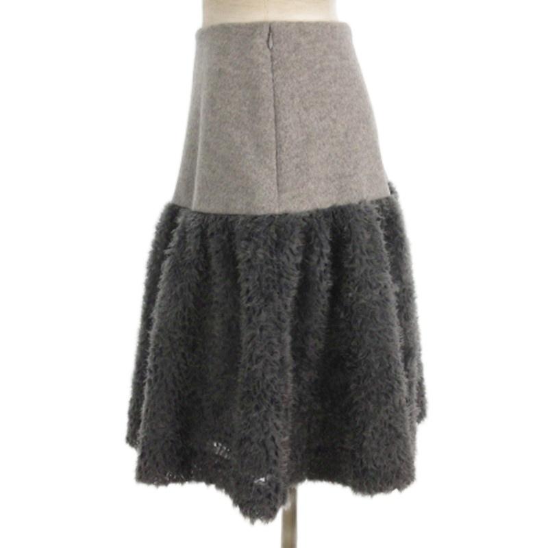 ☆新品タグ付き❗️M'S GRACY 膝丈スカート☆ エムズグレイシー M'S GRACY ふわふわ チュール付き シャギーコンビ