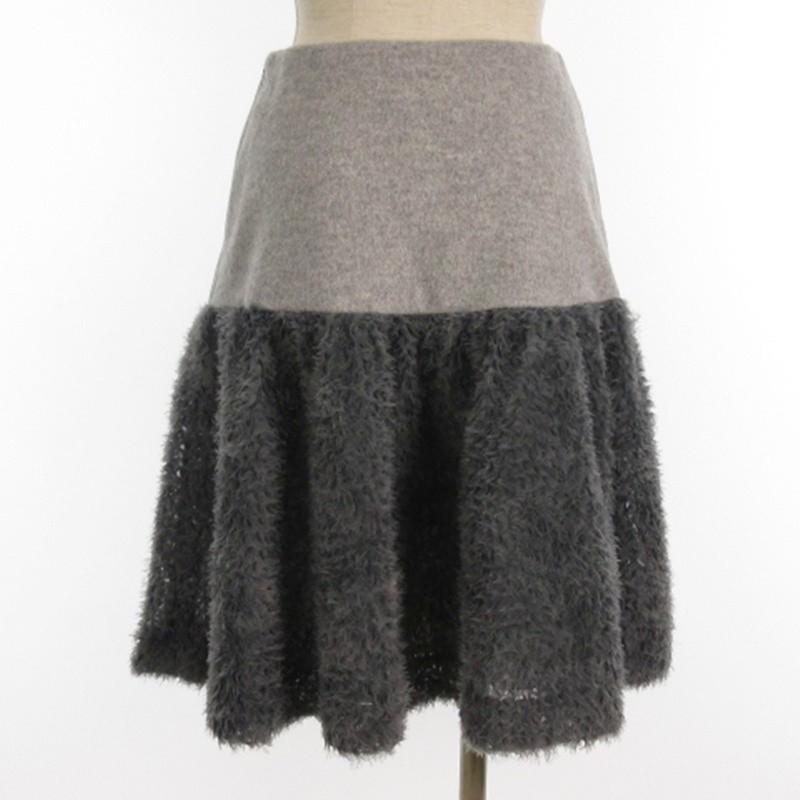 新品　エムズグレイシー　スカート　ダークグレー　40 タグ付き エムズグレイシー M'S GRACY ふわふわ チュール付き シャギーコンビ