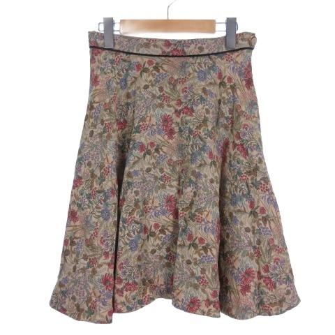 ロイスクレヨン Lois CRAYON ゴブラン織り スカート ひざ丈 M ベージュ