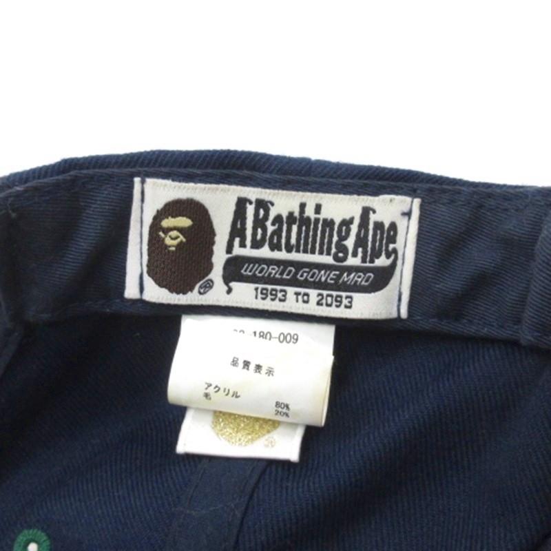 A BATHING APE（アベイシングエイプ） ロゴ キャップ ネイビー □GY35