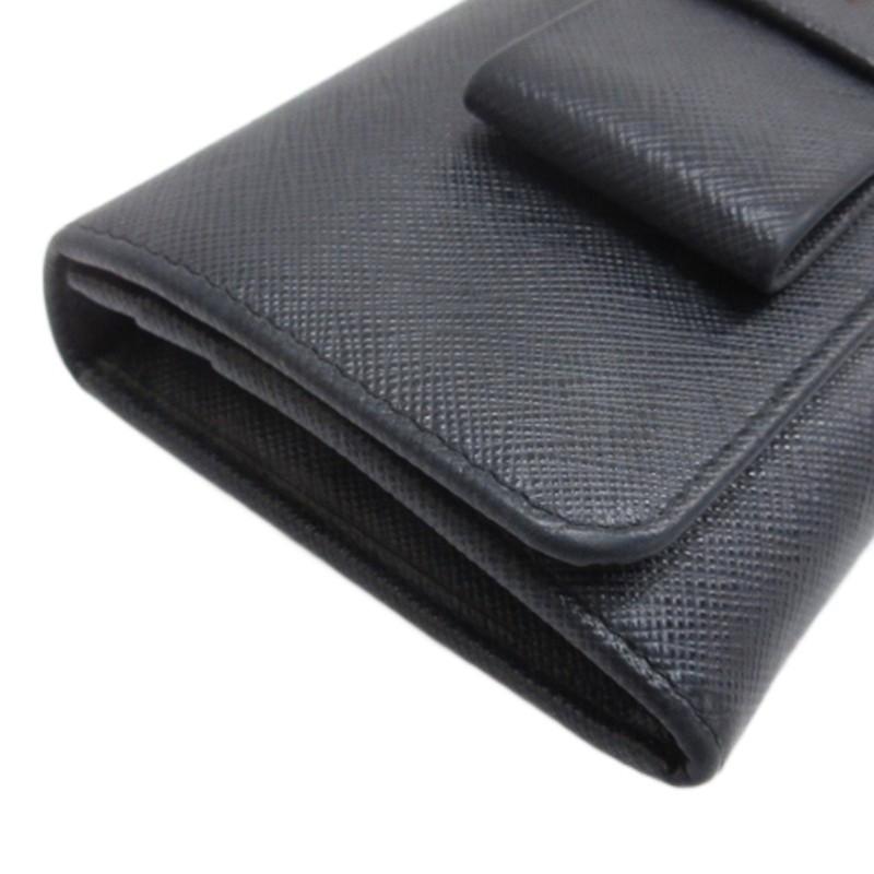 PRADA（プラダ） サフィアーノレザー ロゴ 長財布 リボン ブラック