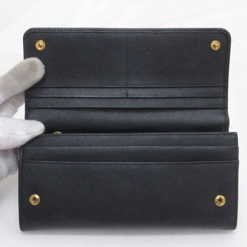 PRADA（プラダ） サフィアーノレザー ロゴ 長財布 リボン ブラック