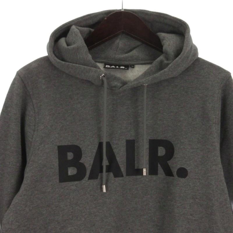 ボーラー BALR ロゴプリント スウェット パーカー 裏起毛 グレー XS 
