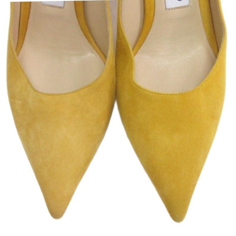 ジミーチュウ JIMMY CHOO スエード パンプス ポインテッドトゥ イエロー 37 24cm ■GY62 レディース
