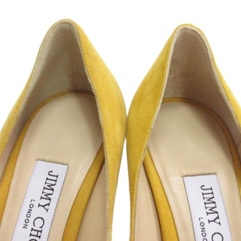 ジミーチュウ JIMMY CHOO スエード パンプス ポインテッドトゥ イエロー 37 24cm ■GY62 レディース