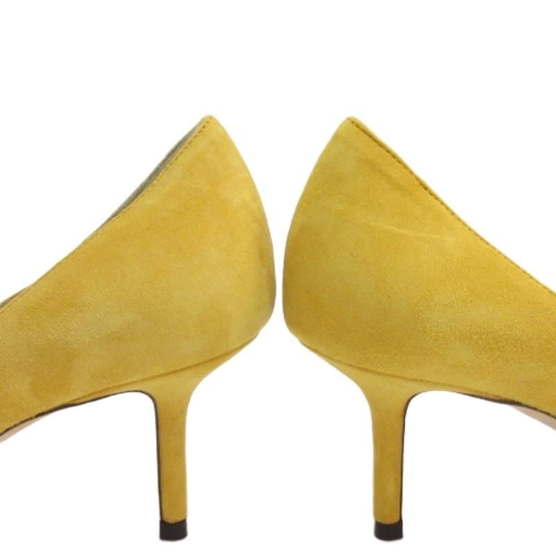 ジミーチュウ JIMMY CHOO スエード パンプス ポインテッドトゥ イエロー 37 24cm ■GY62 レディース