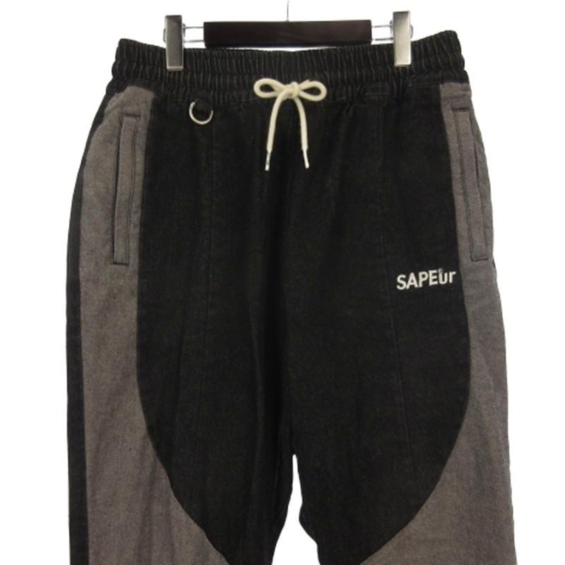 SAPEur サプール ウォッシュ加工 デニム トラック パンツ ブラック XL SAPEur サプール ウォッシュ加工 デニム トラック パンツ ブラック XL