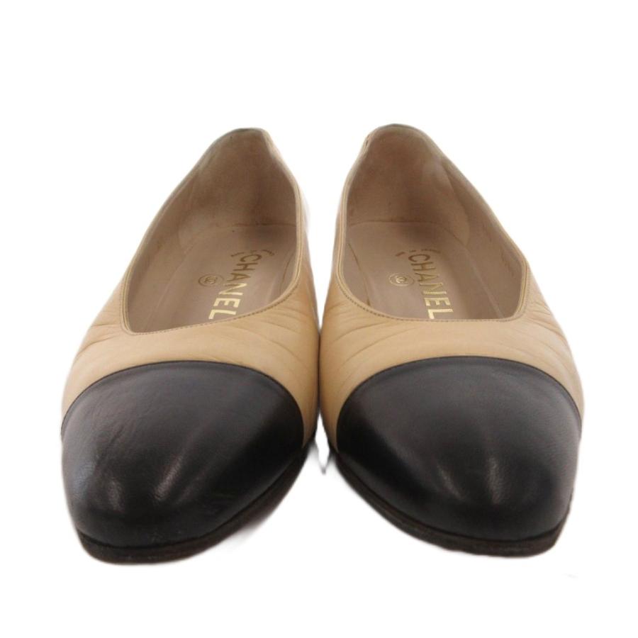 CHANEL（シャネル） パンプス チャンキーヒール バイカラー レザー 37