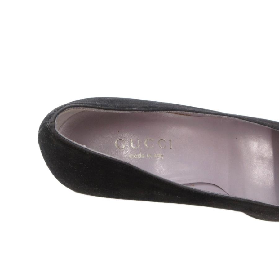 グッチ GUCCI パンプス チャンキーヒール スクエアトゥ ロゴ プレート 36.5 黒 ブラック /FF ■GY62 レディース_6