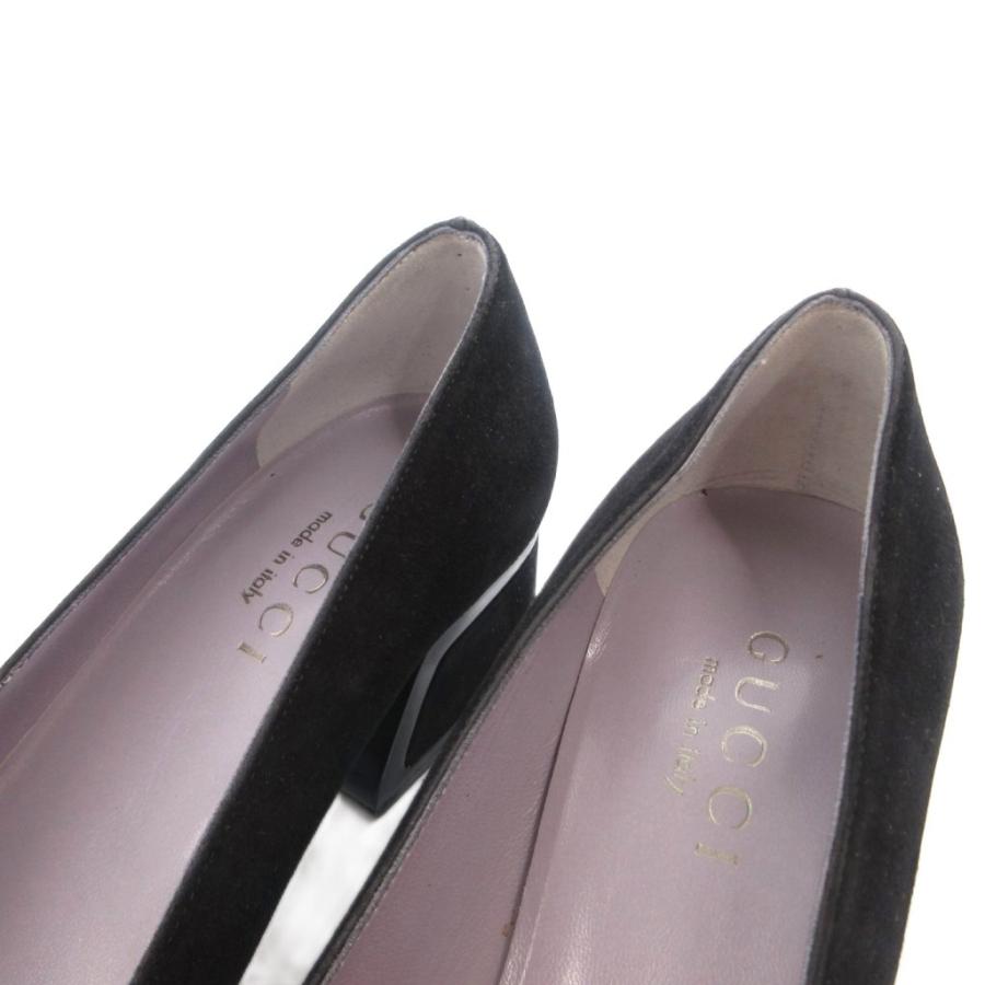 グッチ GUCCI パンプス チャンキーヒール スクエアトゥ ロゴ プレート 36.5 黒 ブラック /FF ■GY62 レディース_7
