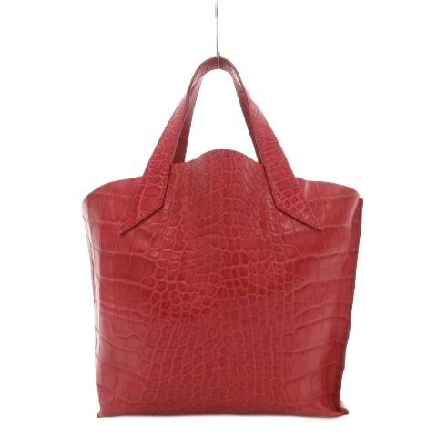 FURLA（フルラ） ハンドバッグ トートバッグ 赤 レッド クロコ型押し 