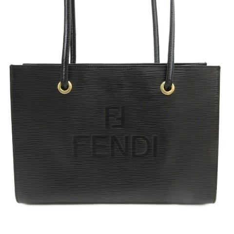 フェンディ FENDI ロゴ ショルダーバッグ レザー ブラック FENDI（フェンディ） ショルダーバッグ レザー ロゴ型押し ブラック