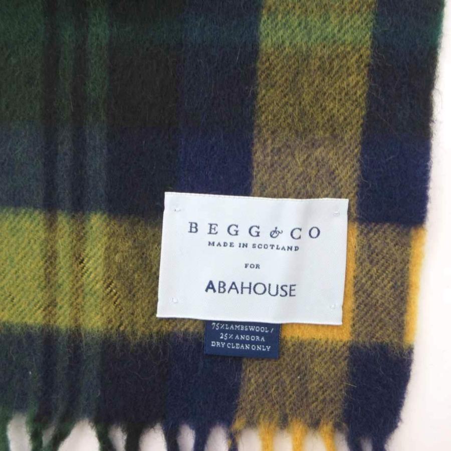 未使用✨BEGG & CO✨スコットランド製✨マフラー✨アンゴラ混✨チェック柄 ベグアンドコー Begg&Co アバハウス ABAHOUSE スコットランド製