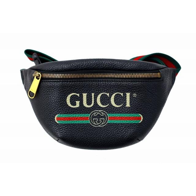中古 グッチ Gucci Gucci Logo Print Leather ベルト Belt Bag Black ブラック ロゴ プリント レザー ベルト バッグ ボディバッグ Black ブラック ベクトル 古着 019 ブランド古着販売のベクトル 購入販促品
