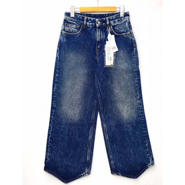 MM6 ウォッシュ加工 ワイド ストレート クロップド デニムパンツ 38