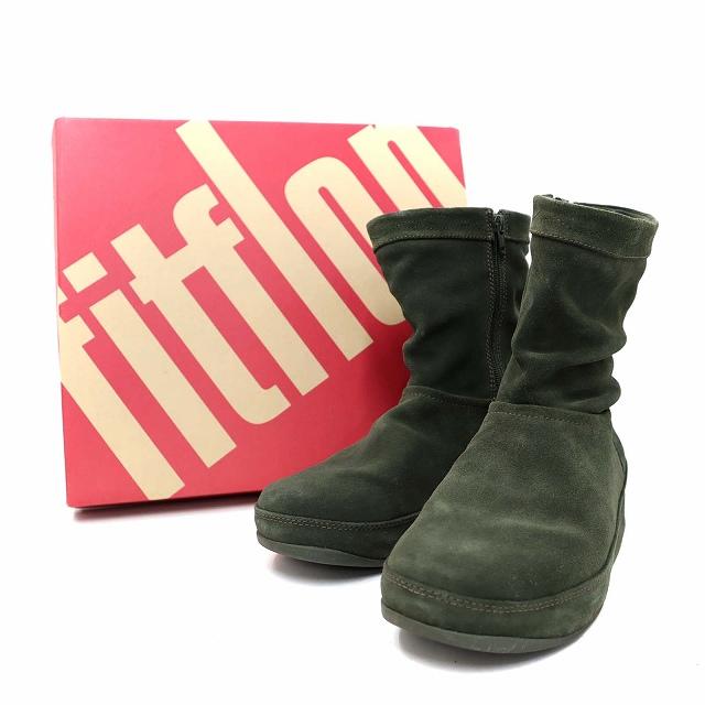 フィットフロップ fitflop ZIP UP CRUSH BOOT (SUEDE) スエード 厚底 ブーツ カーキグリーン 25cm レディース｜vectorpremium｜06