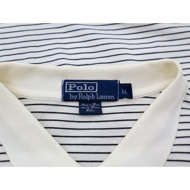 ポロ バイ ラルフローレン Polo by Ralph Lauren ヴィンテージ ポニー刺繍 半袖 鹿の子 ボーダー ポロシャツ LL WHITE(ホワイト) メンズ｜vectorpremium｜03