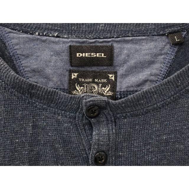 ディーゼル DIESEL ボートネック 長袖 ハーフボタンアップ コットン Tシャツ L NAVY ネイビー メンズ｜vectorpremium｜04