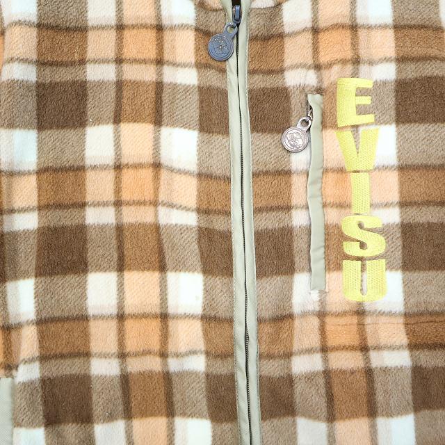 エヴィス EVISU ロゴ刺繍 ジップアップ チェック フリース ジャケット 40 BROWN ブラウン メンズ｜vectorpremium｜03