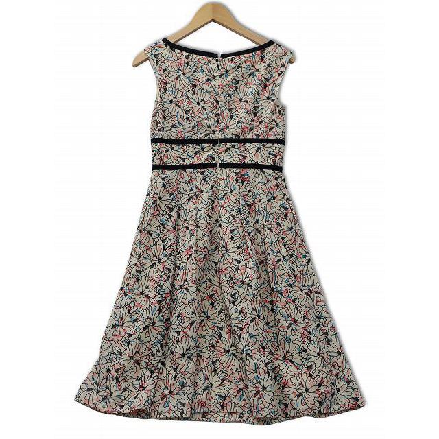 トッカ TOCCA フラワー刺繍 総柄 ノースリーブ ワンピース 0 ベージュ  