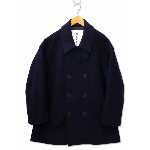 ノーティカ NAUTICA ウール メルトン オーバーサイズ Pコート M NAVY  