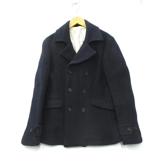 シップス SHIPS ウール 厚手 ピーコート M ネイビー メンズ : ブランド