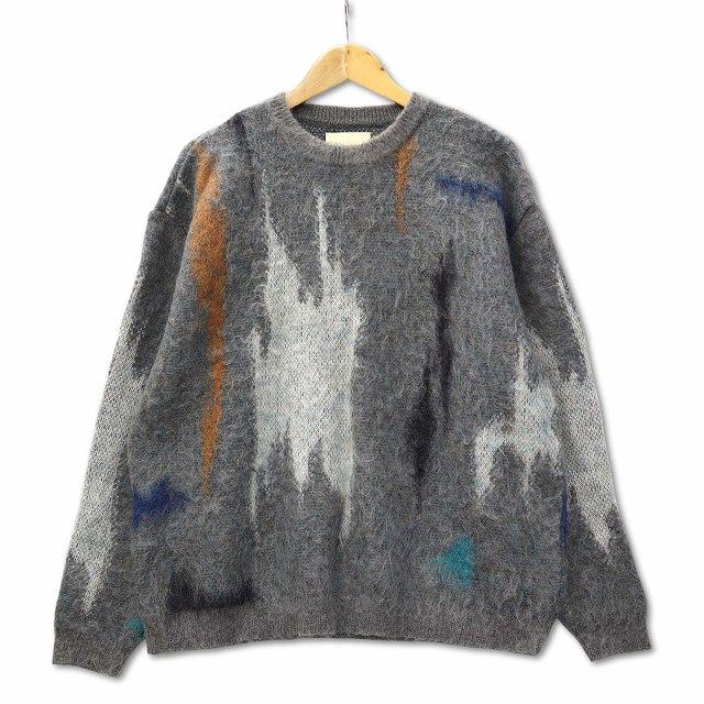 ヨーク YOKE キッドモヘヤ クルーネック ニット セーター グレー 2 (M