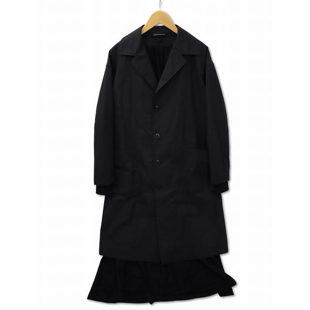 Y's ワイズ 美品 19AW ナイロンツイル 裏ボア フーディーコート 黒1 Y's（ワイズ） ライナー付 コットンナイロン チェスターコート 1(XS