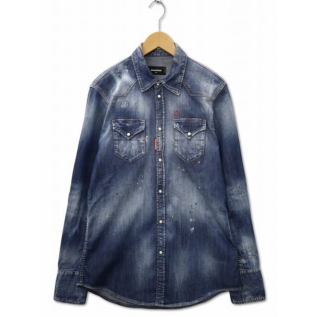DSQUARED2 ディースクエアード USED加工 ロゴ プリント 長袖 