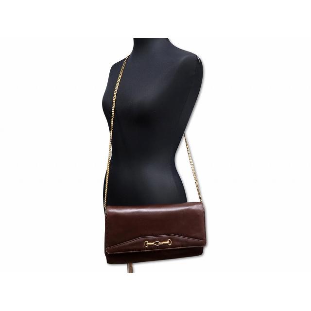 CELINE セリーヌ レザー ホースビット ショルダーバッグ チェーン 