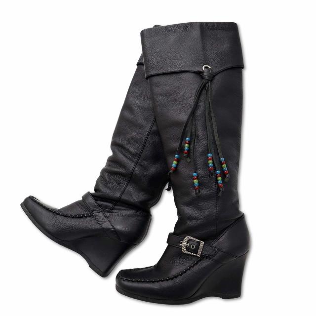 ANNA SUI アナスイ ビーズ装飾 ベルトデザイン 本革 レザー