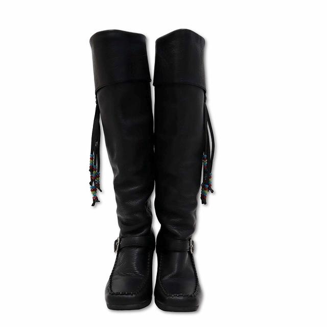 ANNA SUI（アナスイ） ビーズ装飾 ベルトデザイン 本革 レザーロング