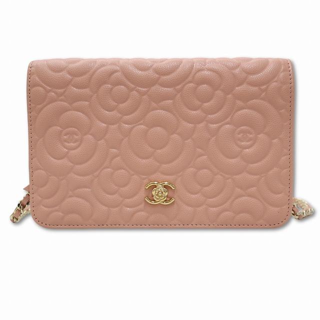 CHANEL シャネル キャビアスキン カメリア エンボス チェーン  