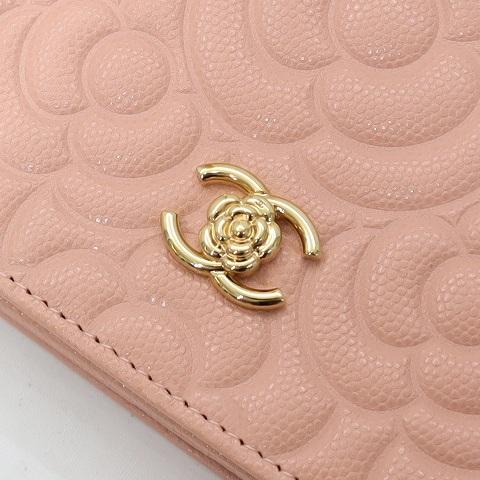 CHANEL シャネル キャビアスキン カメリア エンボス チェーン  