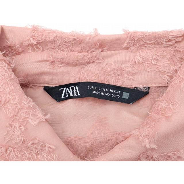 ZARA ザラ フラワー ジャガード ロングスリーブ シアー シャツ 