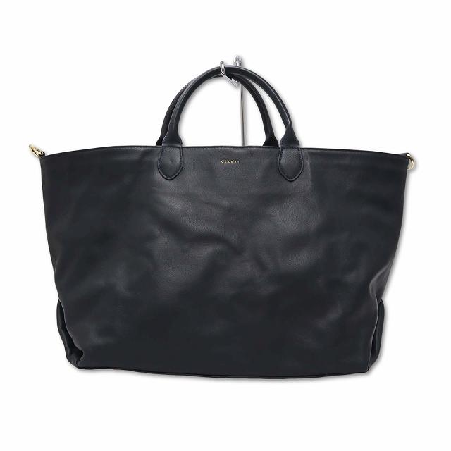 セルリ CELERI レザー × キャンバス リバーシブル トートバッグ 紺