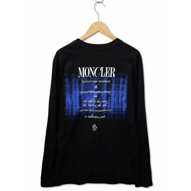 【MONCLER】 モンクレール ワッペンロゴ クルーネック 長袖Tシャツ S MONCLER (モンクレール) レタリングプリント 袖ロゴワッペン