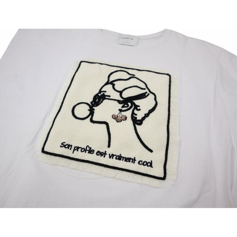 MARIED'OR マリードール 刺繍生地貼り付け フレンチ袖 Tシャツ MARIED'OR マリードール 大人気☆ 裏毛刺繍貼り付け脇タック