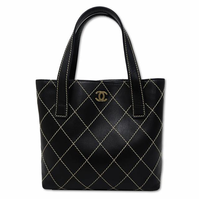 CHANEL シャネル A18126 レザー ワイルドステッチ トートバッグ BLACK