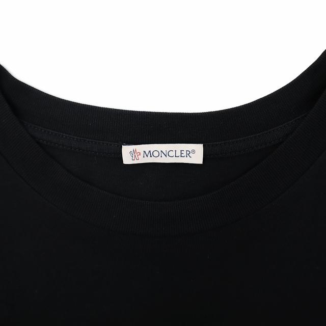【中古】モンクレール MONCLER SS T-SHIRT クルーネック ロゴ 発砲プリント 刺繍 半袖 Tシャツ L BLACK(ブラック) MONCLER（モンクレール） MONCLER SS T-SHIRT クルーネック ロゴ 発砲