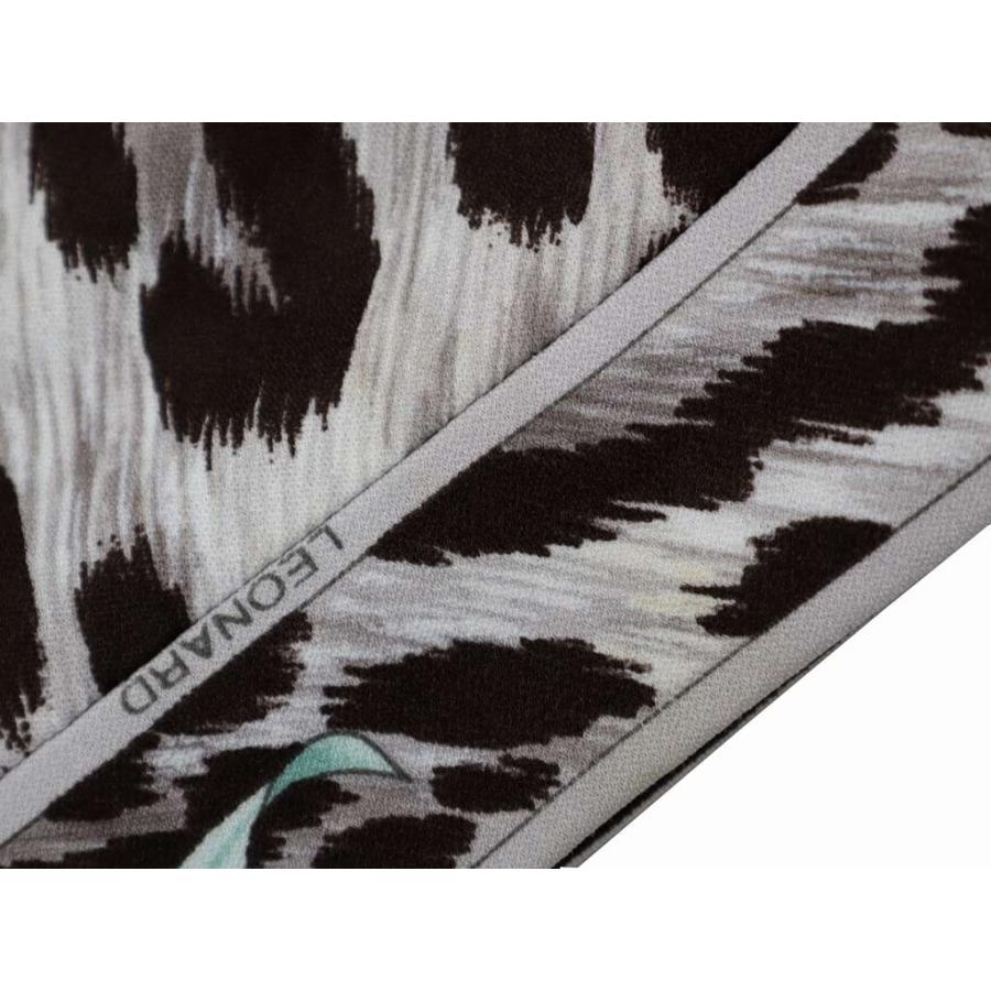 レオナール ハーフボタン 長袖 レオパード ウエストベルト チュニック