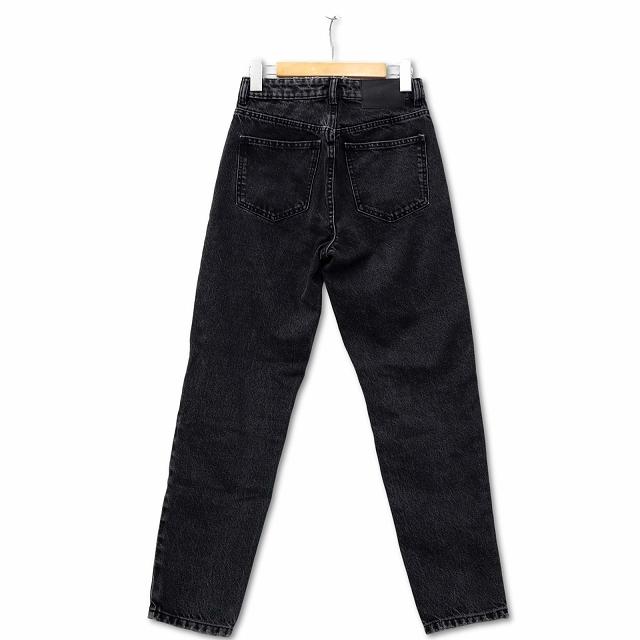 ZARA（ザラ） ケミカルウォッシュ テーパード ブラック デニムパンツ