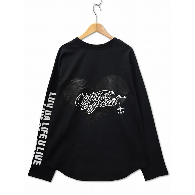 【中古】カタリスト CVTVLIST クルーネック 刺繍 バックプリント 長袖 Tシャツ ロンT BLACK(ブラック) メンズ カタリスト CVTVLIST クルーネック 刺繍 バックプリント 長袖 Tシャツ