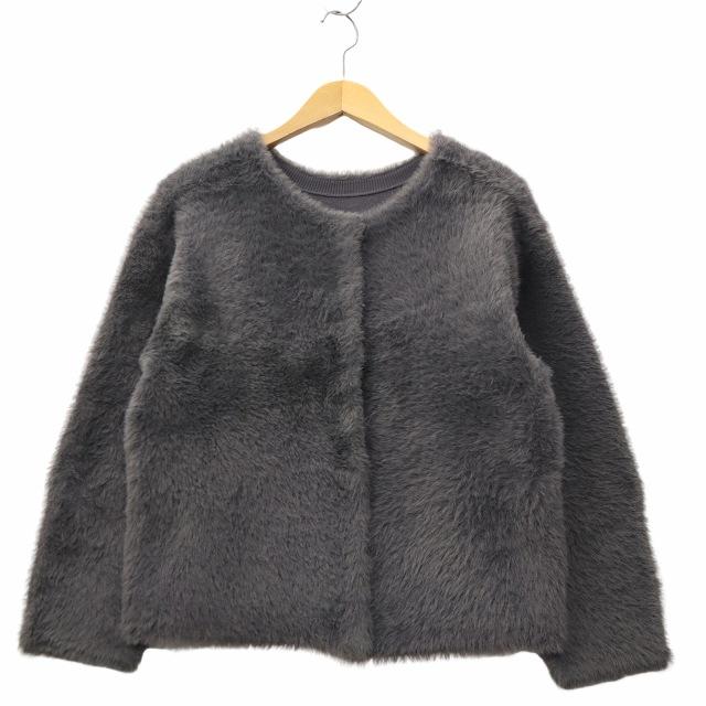 プラステ PLST フェザーヤーン 2WAY カーディガン S CHARCOAL