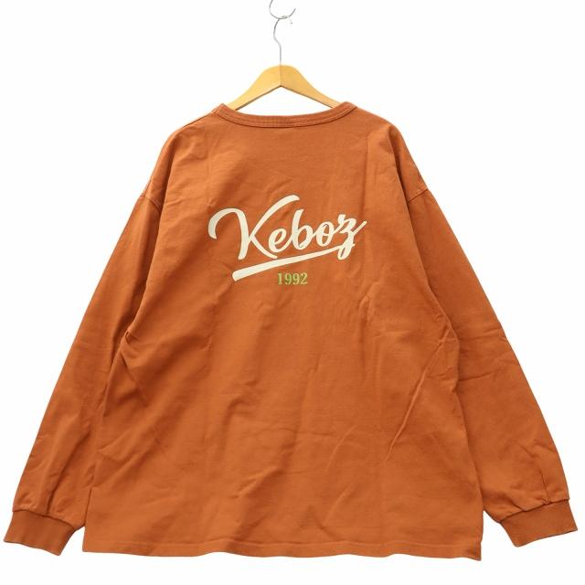KEBOZ ケボズ プリント 長袖 クルーネック コットン Tシャツ XL ORANGE