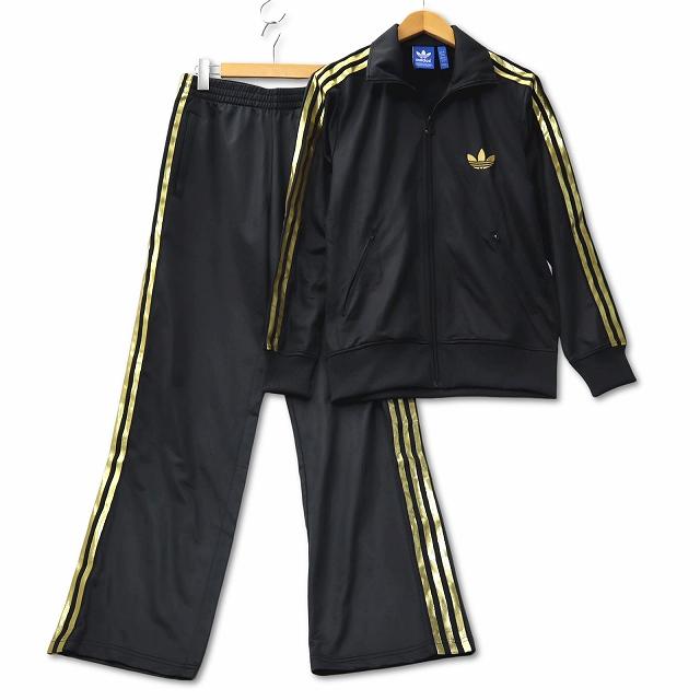 adidas ゴールドロゴ ジャージ上下セット adidas アディダス ゴールドライン 刺繍 ジャージー 上下セット
