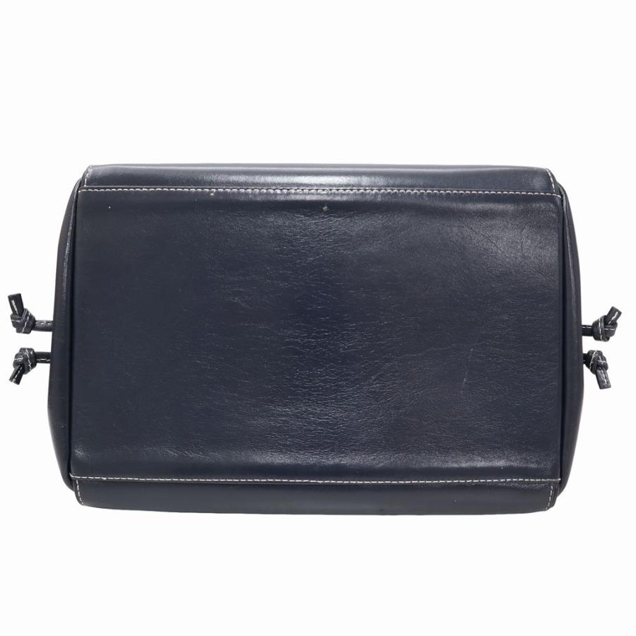 Kitamura キタムラ 犬モチーフ レザー ハンドバッグ DARKBLUE(ダーク
