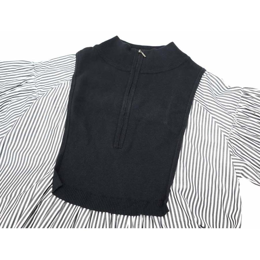 セモアージュ c'est moijeu ストライプ ニット ドッキング シャツ